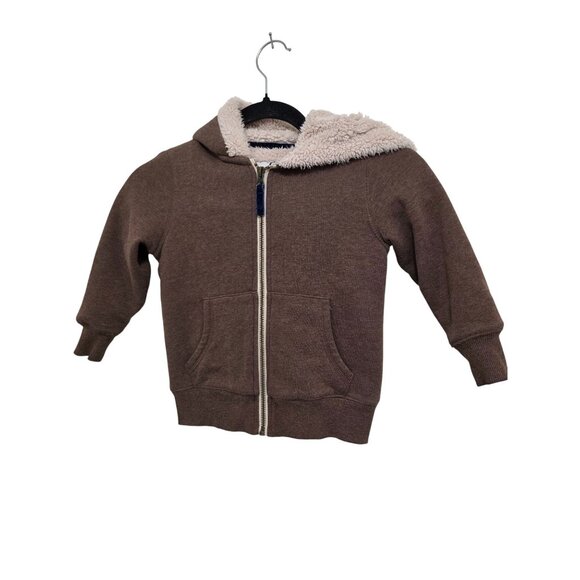 Mini Boden Kids Brown Sherpa-Lined Hoodie Zip Closure & Ears On Hood Size 2-3 Ye - Picture 1 of 7